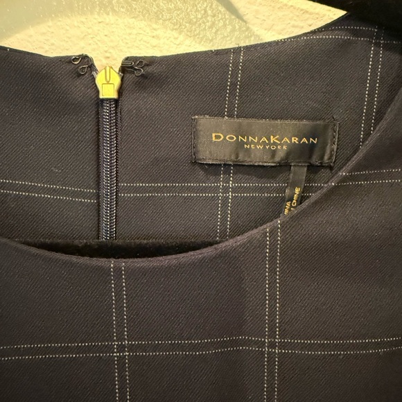 Donna Karan Navy Checkered Midi Dress - Picture 2 of 4